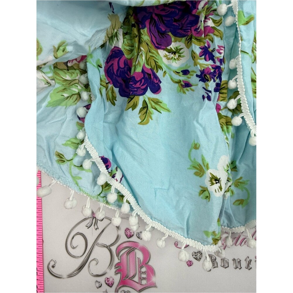 Shorts flowers Floral Pom-Pom Trim Women’s Shorts - Light Blue - Picture 5 of 8